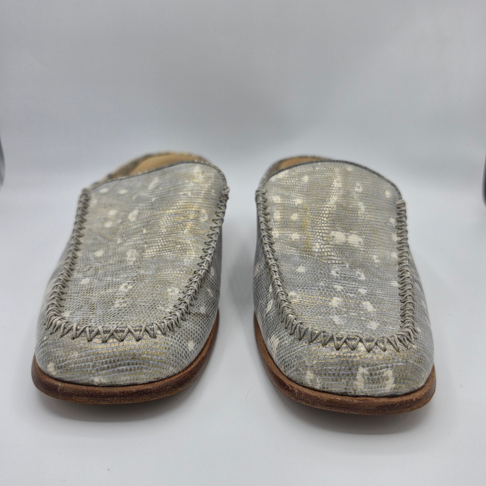 VTG Y2K Stuart Weitzman Mule Loafers Womens 10 Snakeskin Whipstitch Quiet Luxury